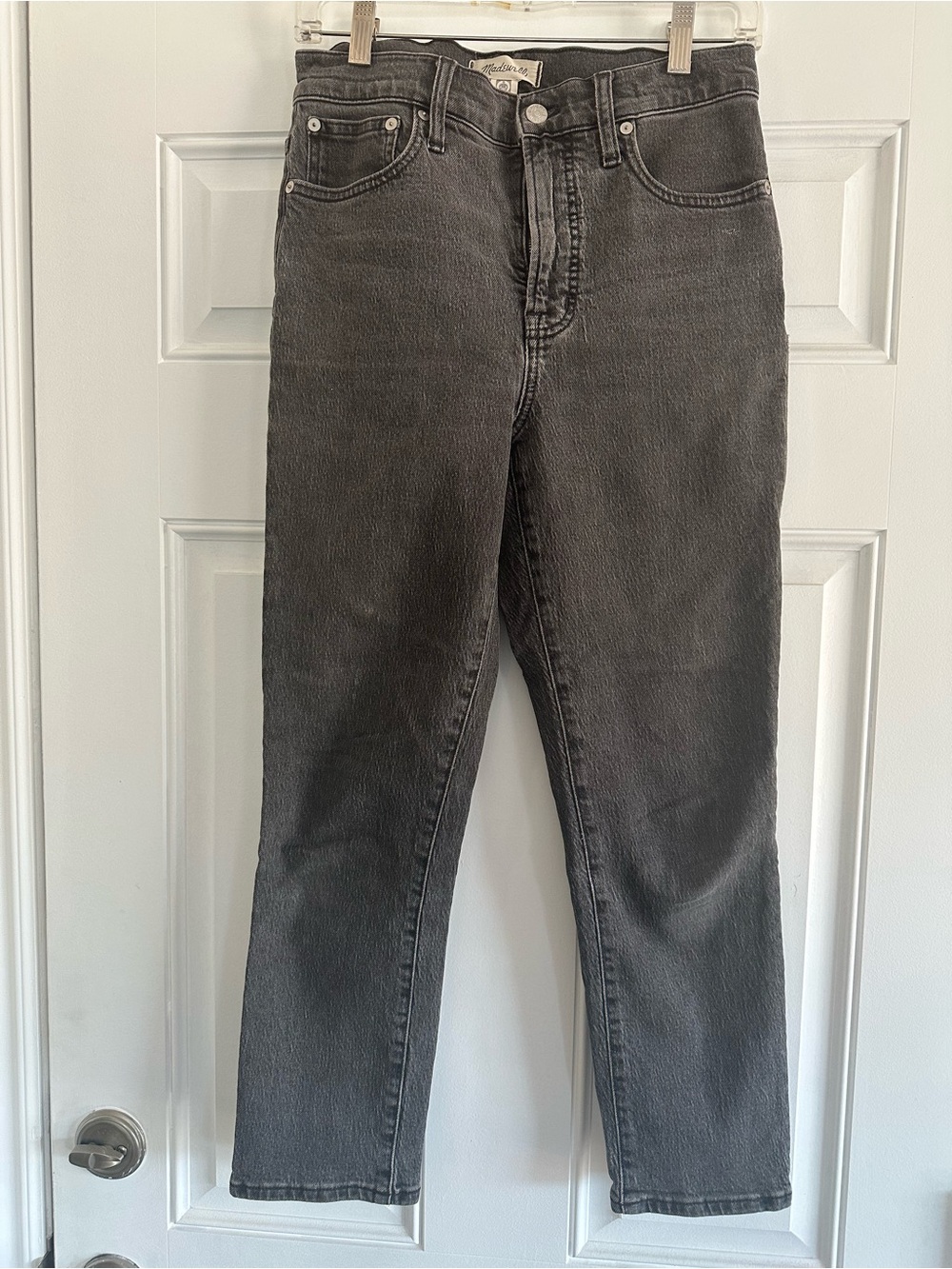 Madewell High-Rise Straight Jeans in Charcoal Gray
